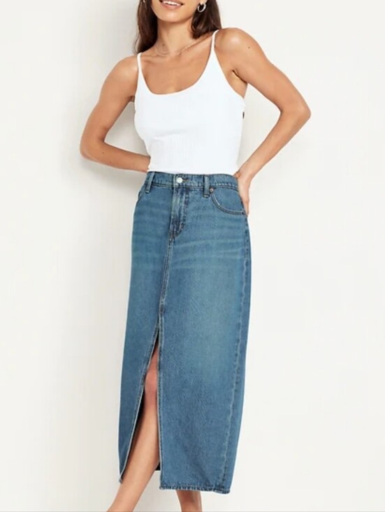 Old Navy Dresses & Skirts - Old Navy Mr Column Slit Denim Skirt Size 8 Mid Rise